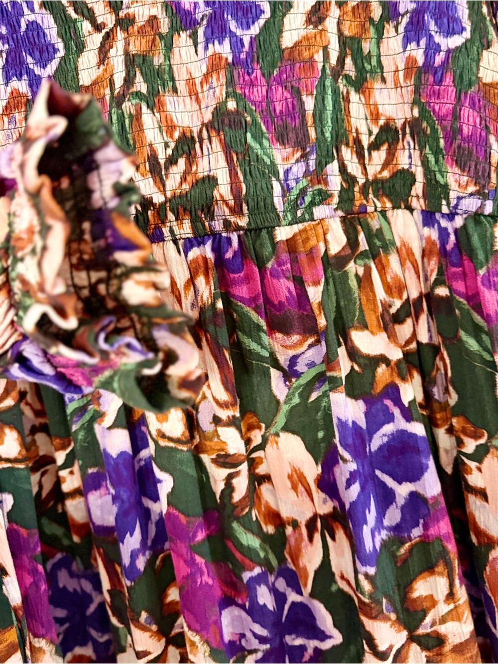 Terra & Sky Purple Boho Floral Tiered Midi Dress Plus Size 2X - Picture 4 of 12